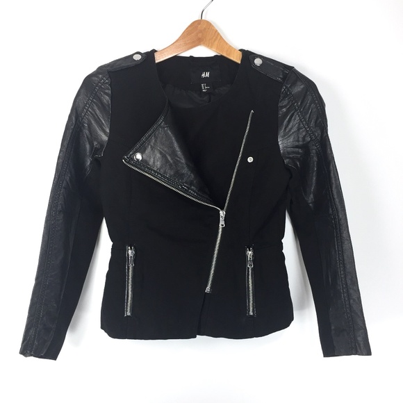 H&M Women's Moto Biker Jacket Black 32 / 2, NWOT - Picture 5 of 12